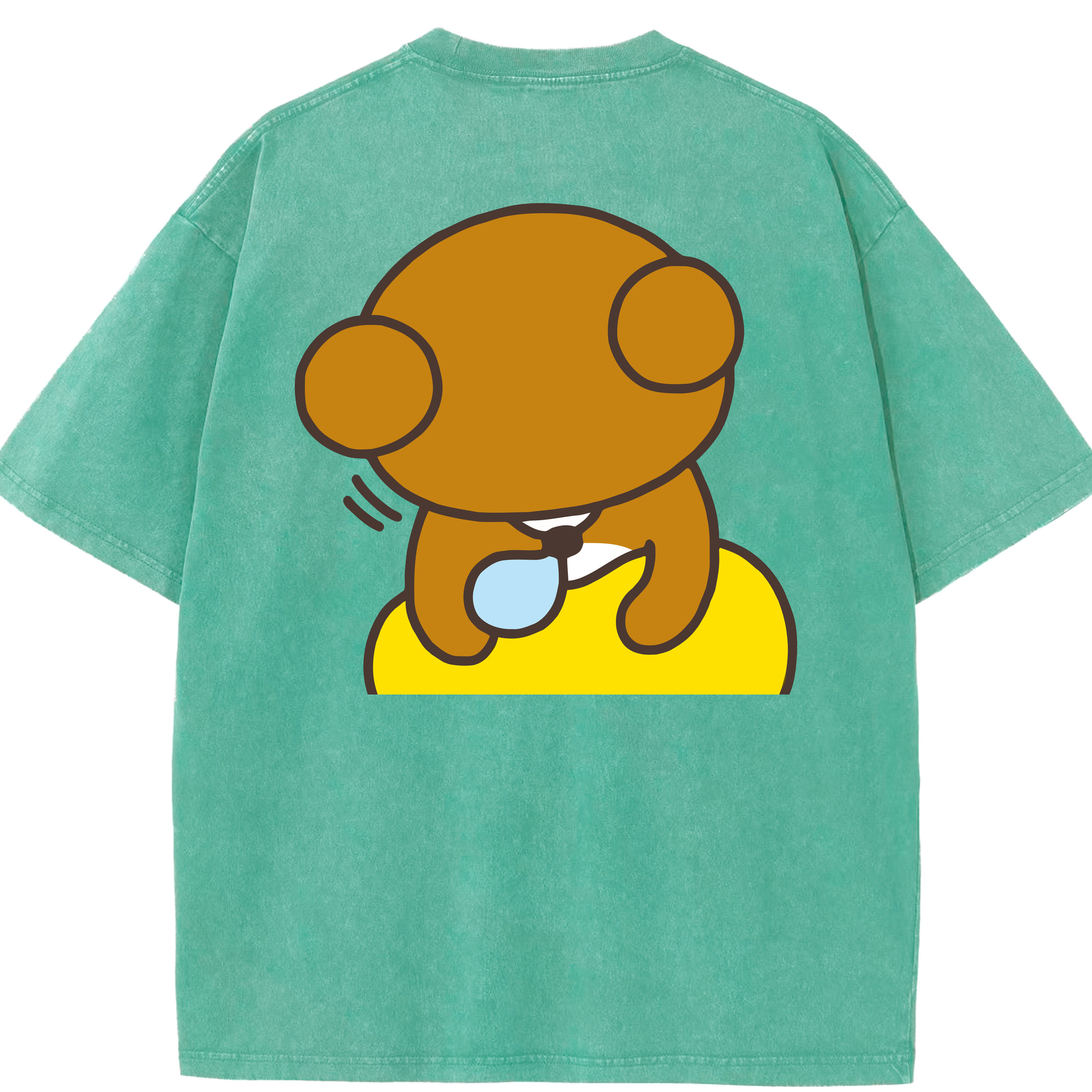 （画像用） リラックマ リラックマ キイロイトリ Rilakkuma Korilakkuma Kiiroitori 綿100% ヴィンテージ風 半袖Tシャツ（背面プリント）
